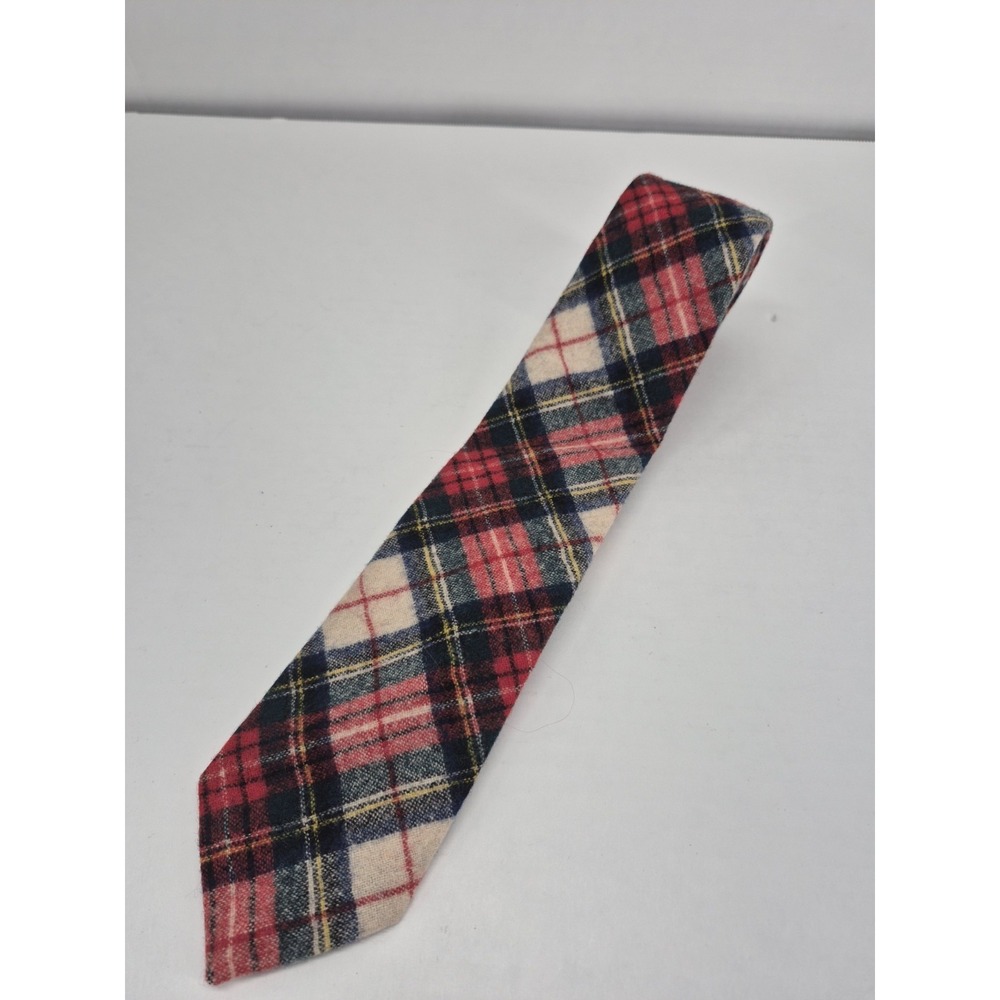 Pendleton Red‎ Green White Tartan Plaid 100% Virgin Wool Men's Tie